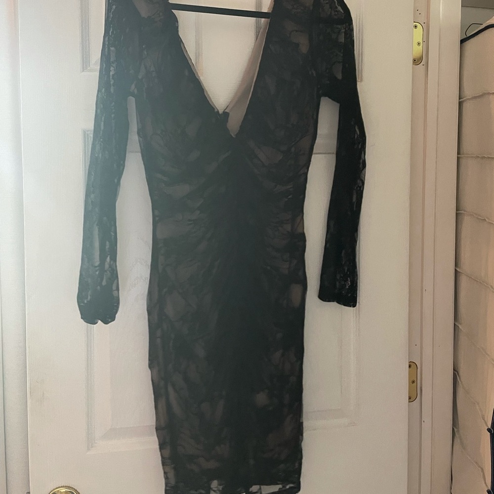 Black sexy v neck dress